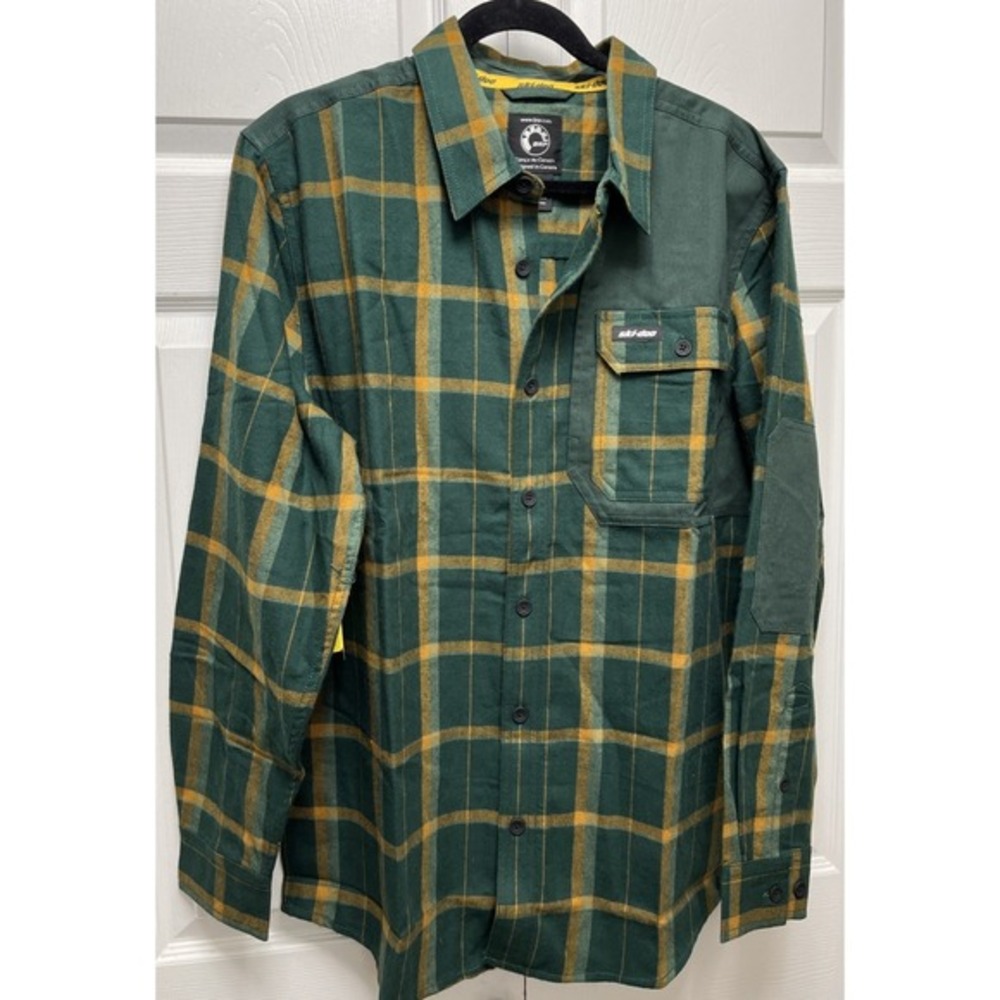 Ski-Doo Mens‎ Green Plaid Casual Flannel Shirt Stylish Size Lg New 4548030670